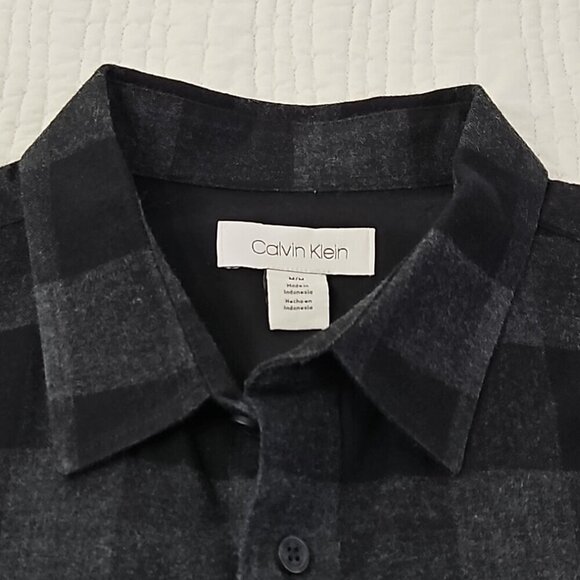 Calvin Klein Flannel Shirt Men's M Medium Black Check Long Sleeve EUC Old Money - Picture 5 of 15